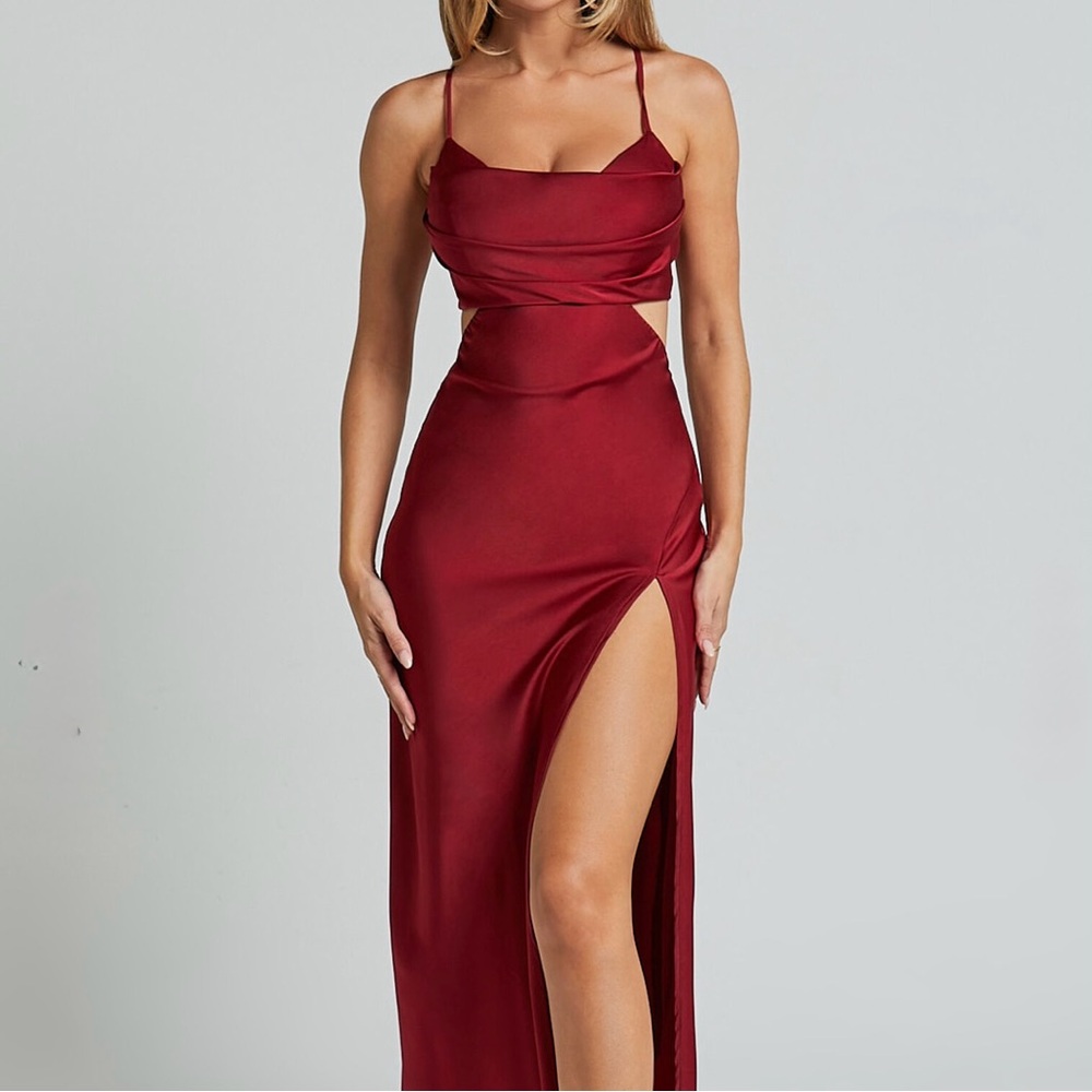 Showpo Elegant Red Satin Evening Dress